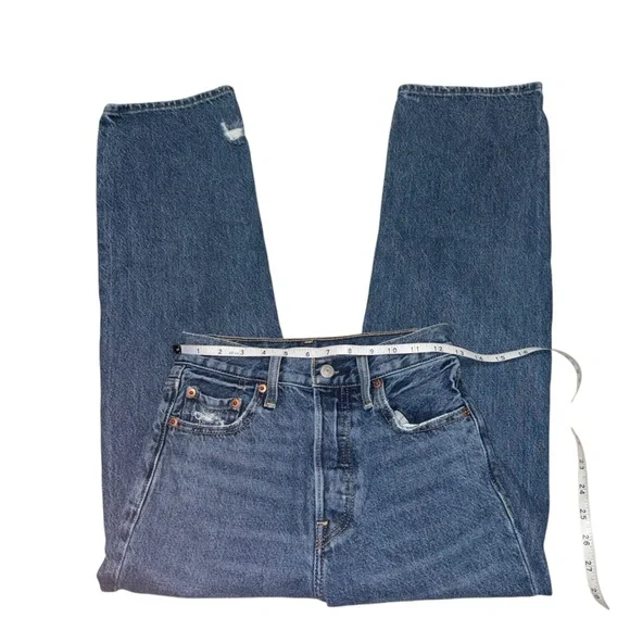 ⚡️Levi’s Ribcage Straight Ankle Jeans Size 25 Distressed Medium Wash - Picture 2 of 8